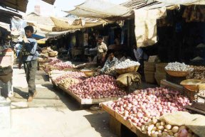 Zwiebeln auf dem Old Market in Mysore