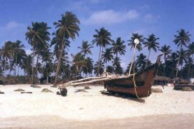 Fischerboot am Strand von Colva